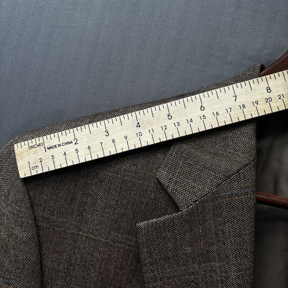 Lauren Ralph Lauren Mens 43R Tweed Blazer Coat Brown Plaid Windowpane 100% Wool - Picture 9 of 16